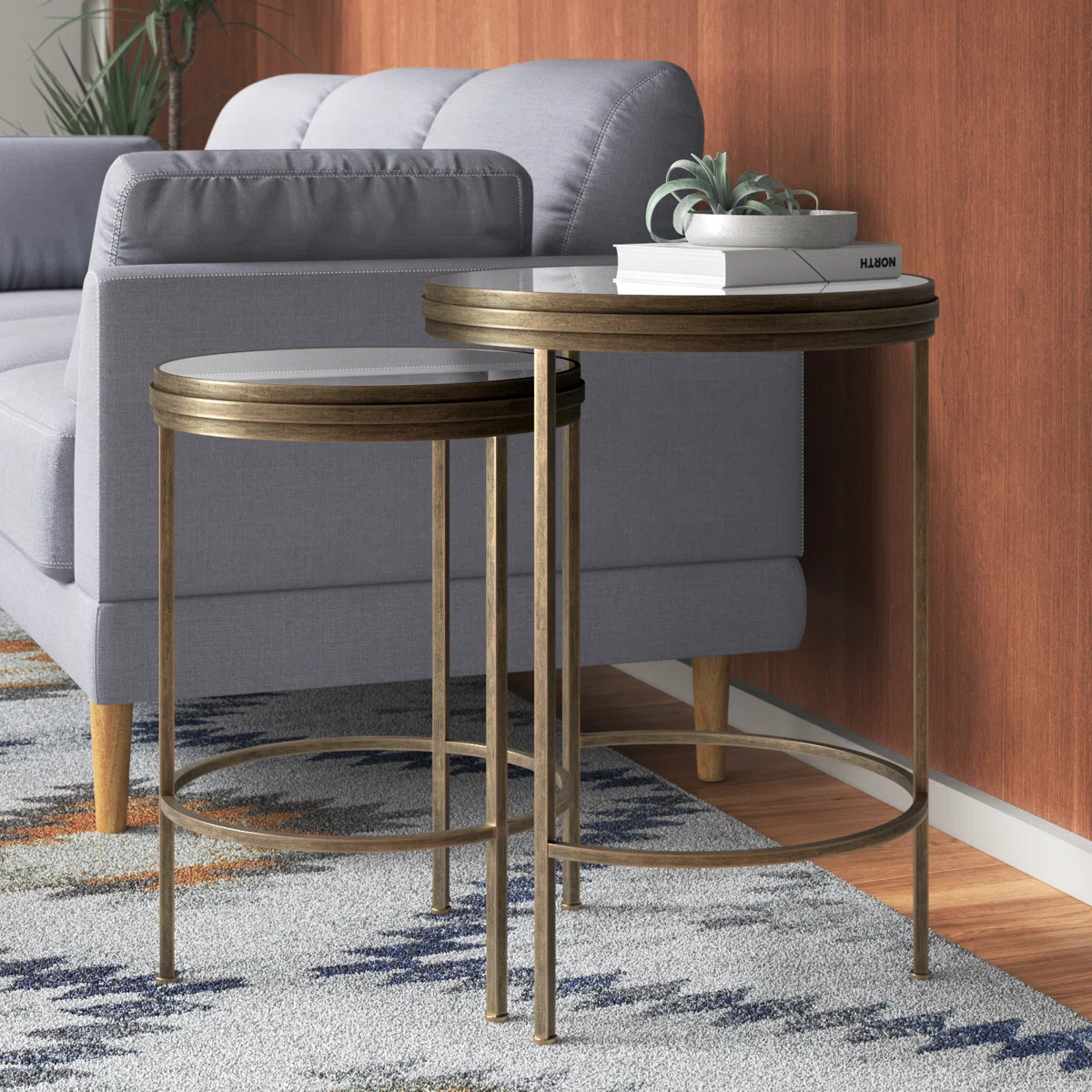 Mirrored Glass Tray Top Nesting Tables | Wayfair North America