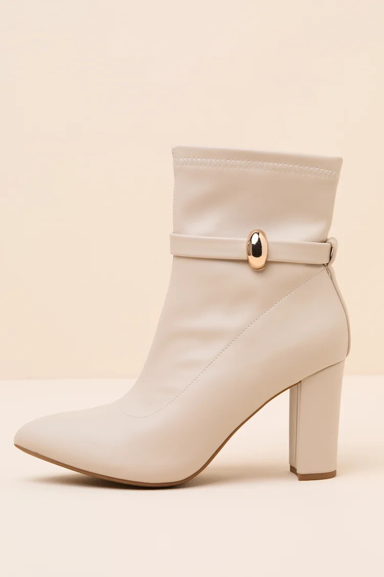 Marilee Ivory Pointed-Toe Ankle Booties | Lulus