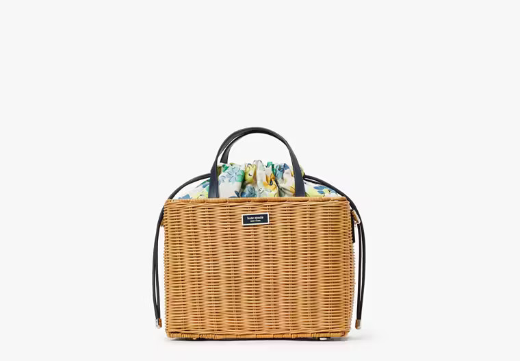 Sam Floral Medley Wicker Medium Satchel | Kate Spade Outlet