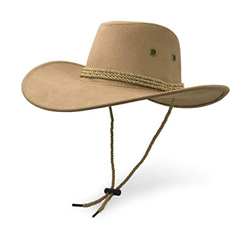 Cowboy Hat, Sun Hat Faux Felt Leather Suede Travel Cap Western Hat Outdoor Sun Protect Beige | Amazon (US)