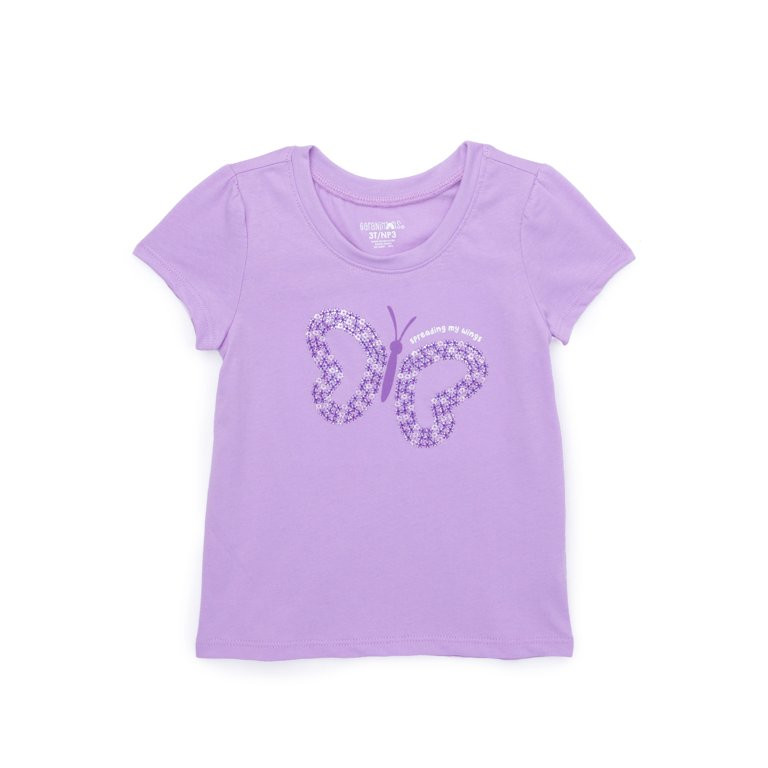 Garanimals Toddler Girl Short Sleeve T-Shirt with Sequin Detail, Sizes 18M-5T | Walmart (US)