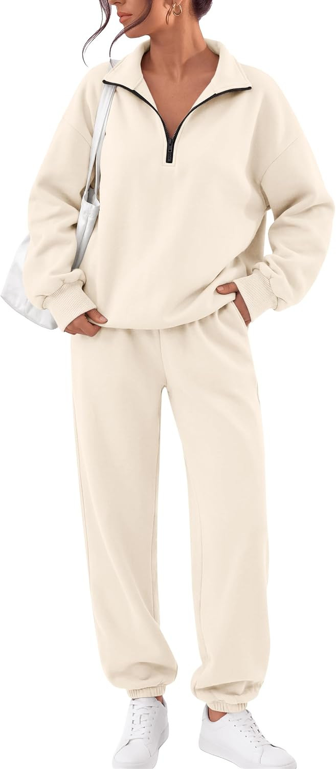 Trendy Queen Womens 2 Piece Zip Up Sweatsuits Fall Lounge Set | Amazon (US)