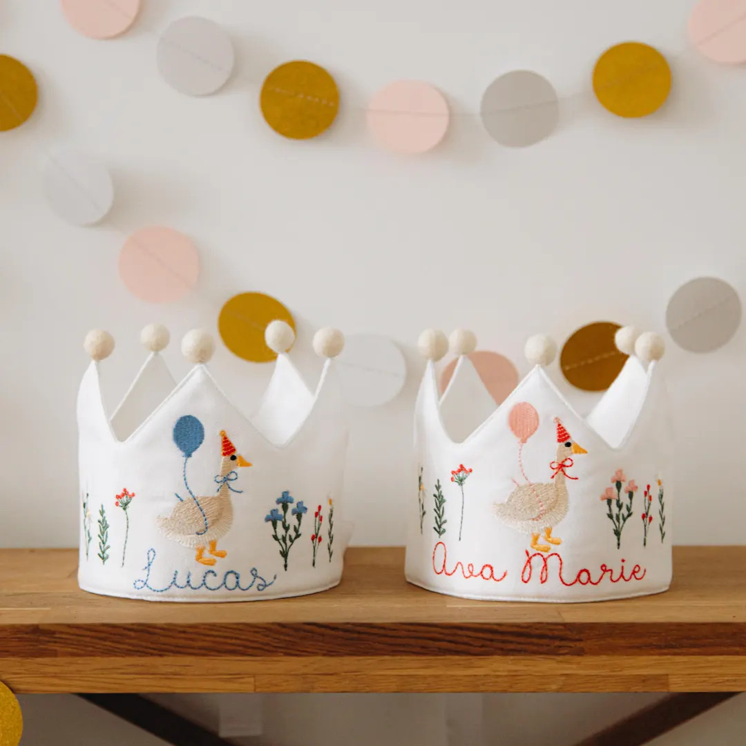 Silly Goose Birthday Crowns for Girls & Boys. Hand Embroidered Crown With Name. 1st Birthday Crow... | Etsy (US)