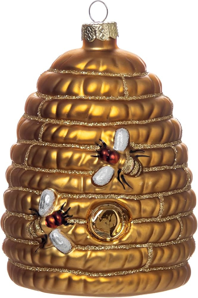 2pcs Blown Glass Beehive Ornaments for Christmas Tree, Cute Glass Bee Hive Christmas Ornaments | Amazon (US)