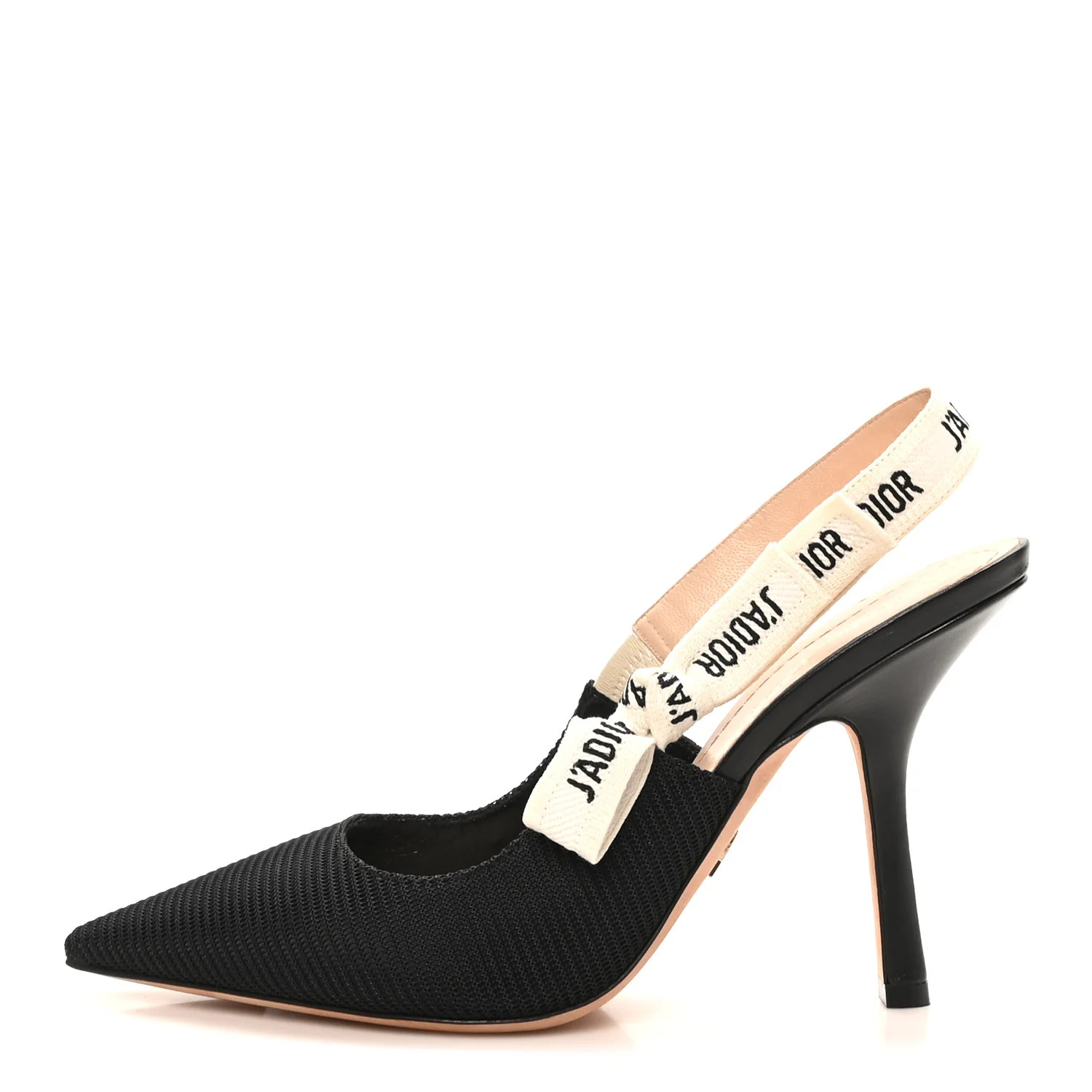 Technical Canvas Ribbon J Adior Slingback 100mm Pumps 40 Black | FASHIONPHILE (US)
