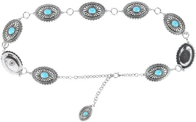 ARIAT Turquoise Concho Chain Belt - Ladies, Silver | Amazon (US)