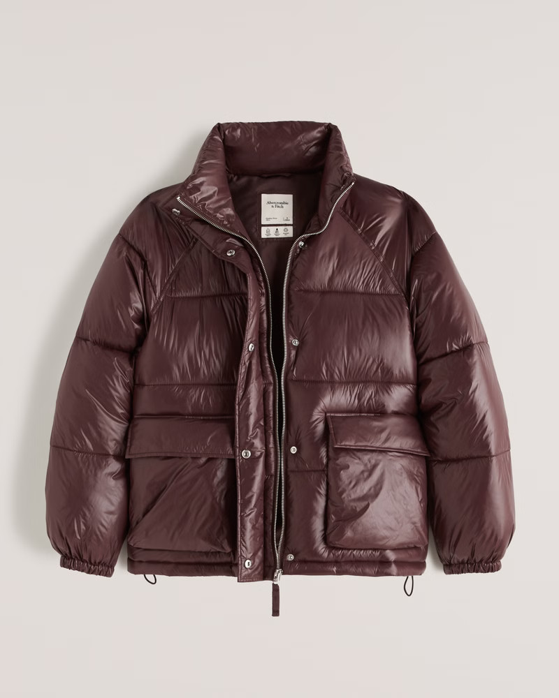 Abercrombie & Fitch Women's Utility Puffer in Dark Brown - Size XL | Abercrombie & Fitch (US)