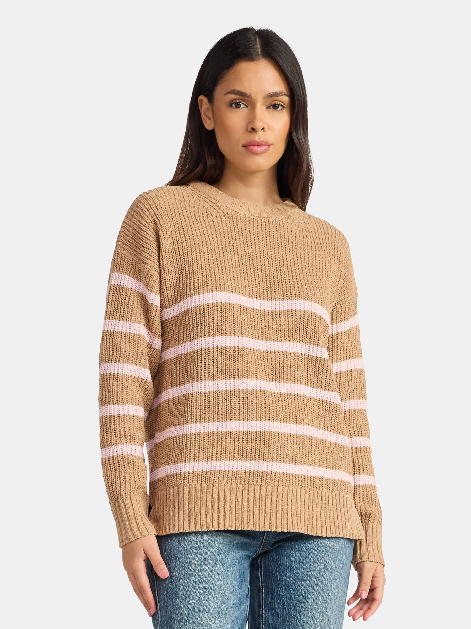 Time and Tru Women's Chenille Sweater with Long Sleeves, Midweight, Sizes XS-XXXL | Walmart (US)