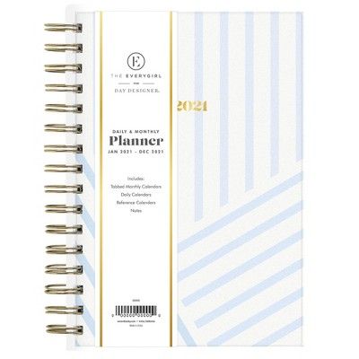 2021 Planner 5" x 8" Frosted Plastic Daily/Monthly Wirebound Hannah Blue - The Everygirl Planner | Target