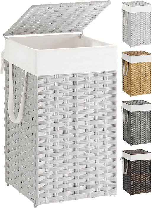 SONGMICS Laundry Hamper with Lid, 17.2 Gallon (65 L) Synthetic Rattan Clothes Laundry Basket with... | Amazon (US)
