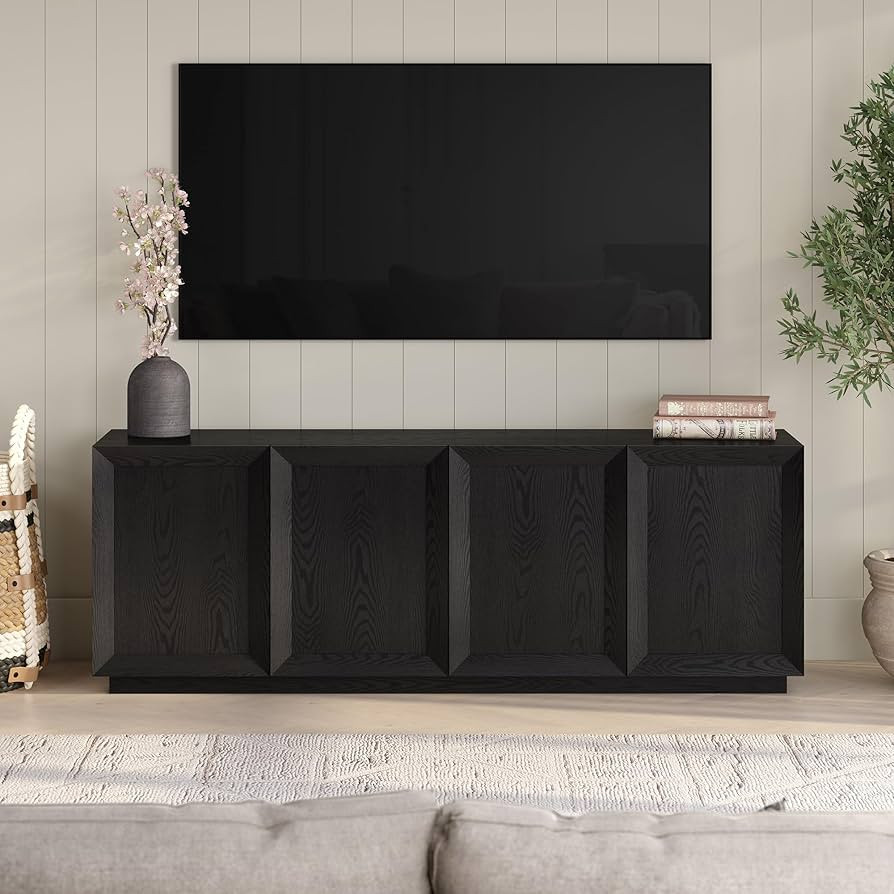 Henn&Hart TV Stand for TVs up to 75'' with 2 Storage Cabinets, Panel Doors, Adjustable Shelves an... | Amazon (US)