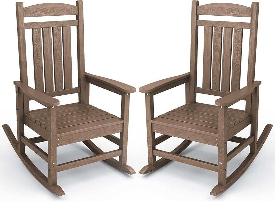 KINGYES Outdoor Rocking Chair Set of 2, High Density Polyethylene Patio Rocking Chairs with 330lb... | Amazon (US)