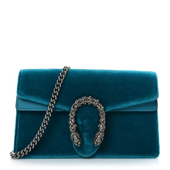 Velvet Super Mini Dionysus Shoulder Bag Pavone Cyan | FASHIONPHILE (US)