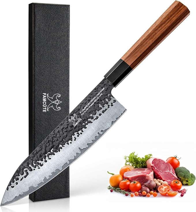 8 Inch Japanese Knife, Hand Forged 5 Layers High Carbon 9CR18MOV Steel Rosewood Handle Chef Knife... | Amazon (US)