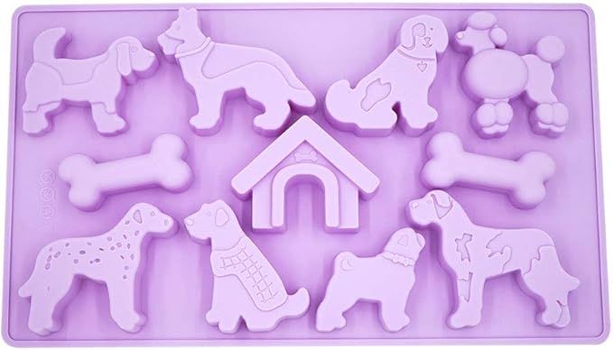 LYWUU Dog Shaped Silicone Ice Cube Mold and Trays Jelly Biscuits Chocolate Candy Baking | Amazon (US)