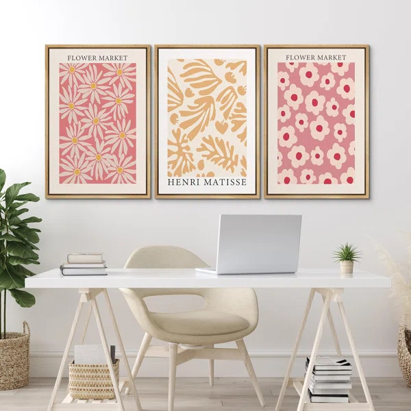 IDEA4WALL Classical Artwork Pink & Yellow Henri Matisse Flower Market Floral Artwork Framed On Ca... | Wayfair North America