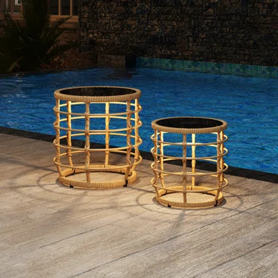 Solar Yard Boho Solar Nesting Tables With Built-In Lights - Set Of 2 - No Installation Required | Wayfair North America