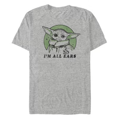 Men's Star Wars: The Mandalorian Grogu I'm All Ears  T-Shirt - Athletic Heather - 2X Large | Target