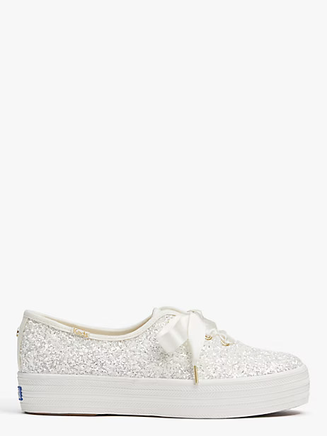 Keds X Kate Spade New York Triple Glitter Sneakers, Cream - 8 | Kate Spade (US)