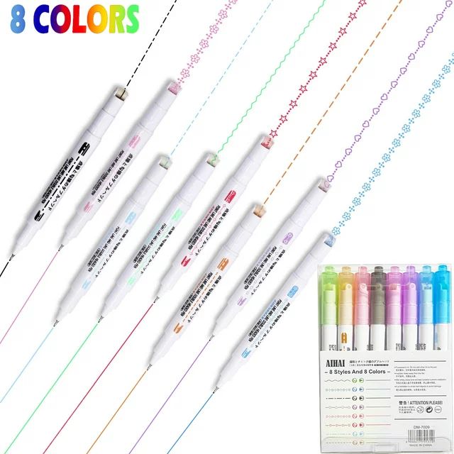8 Pcs Colored Curve Hightlighter Pen Set,Fine Tip Point Colored Pens for Note Taking and Bible Jo... | Walmart (US)