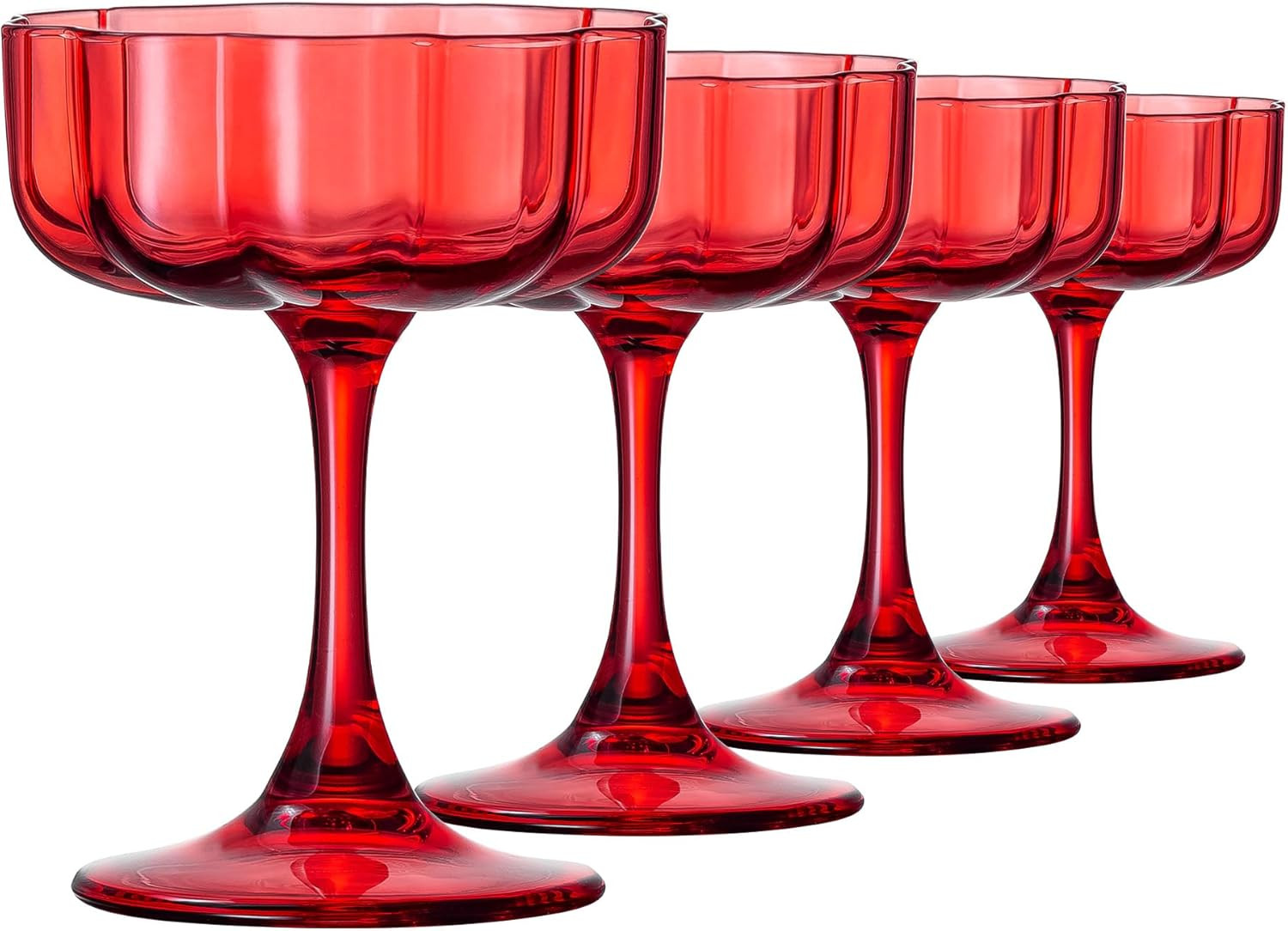 PTSTING Margarita Glasses 6.8oz Flower Shape Martini Glasses Set of 4 Red Martini Glasses for Mar... | Amazon (US)
