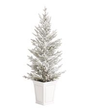 4ft Pre Lit Flocked Tree In Porch Pot | Marshalls