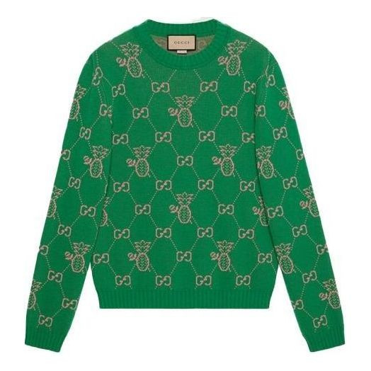 Gucci Pineapple GG Jacquard Sweatshirt 'Green' | KICKS CREW