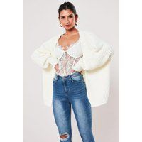 White Knit Batwing Oversized Longline Cardigan | Missguided (US & CA)