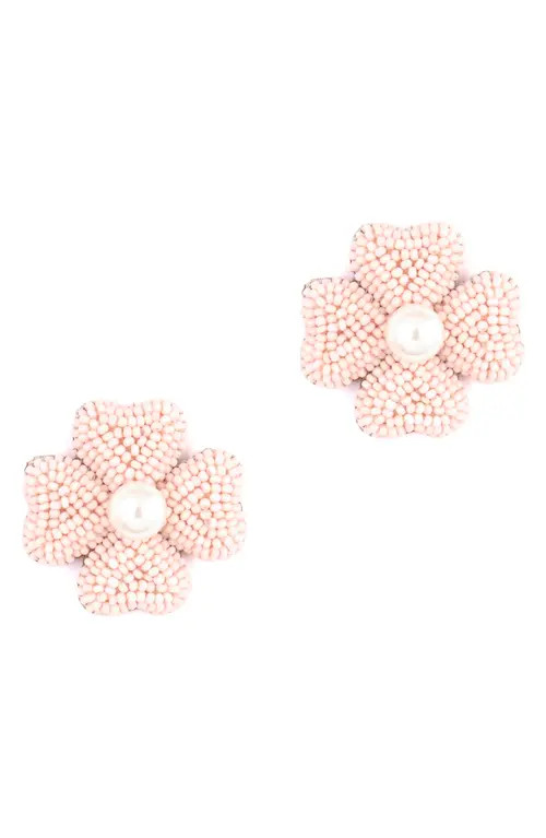 Deepa Gurnani Liora Beaded Flower Drop Earrings in Baby Pink at Nordstrom | Nordstrom