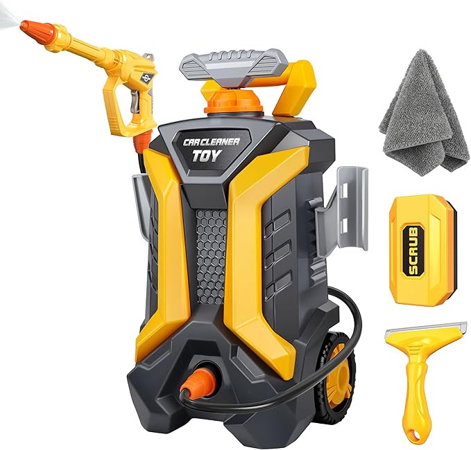 Kids Pressure Washer Toy, Outdoor Car Wash Playset for Patio Lawn Garden, Self Powered Water Pres... | Amazon (US)