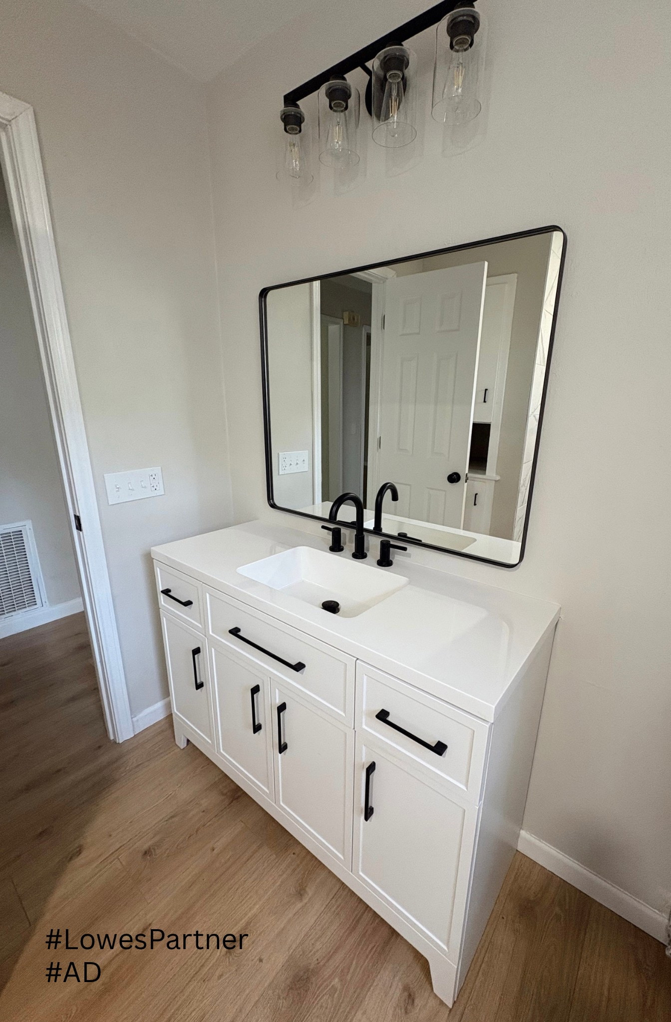 Just added a few items to this bathroom to give it an upgrade. ✨ Shop the items below at @loweshomeimprovement! #ad #LowesPartner

Vanity
Bathroom
Light fixture
Sink
Flooring

#LTKSaleAlert #LTKFindsUnder100 #LTKHome