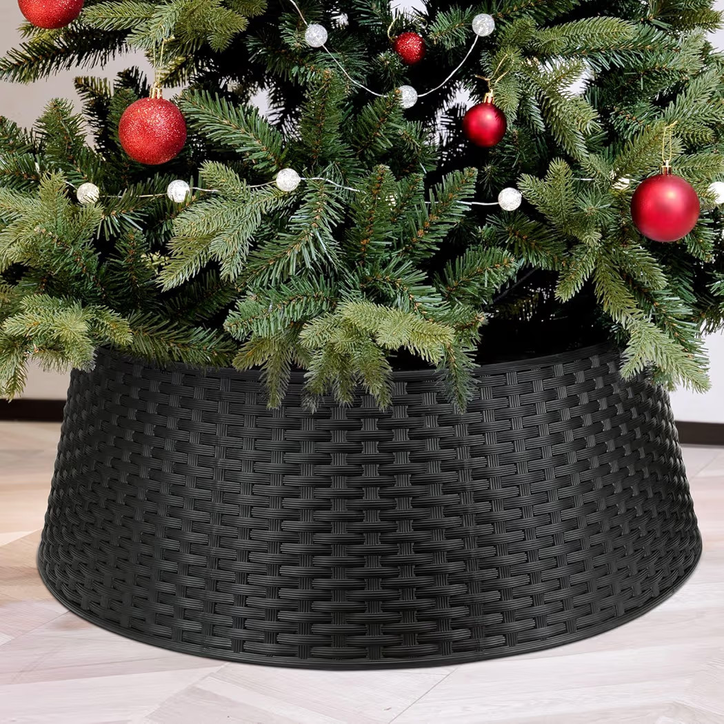 Christmas Tree Collar, 28.4" D Round Base Cover, Plastic Rattan Collar, Tree Ring for Artificial ... | Amazon (US)