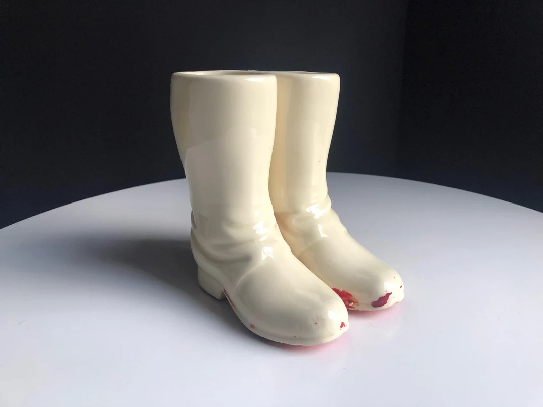 Vintage Off-white Ceramic Boots Vase | Etsy (US)