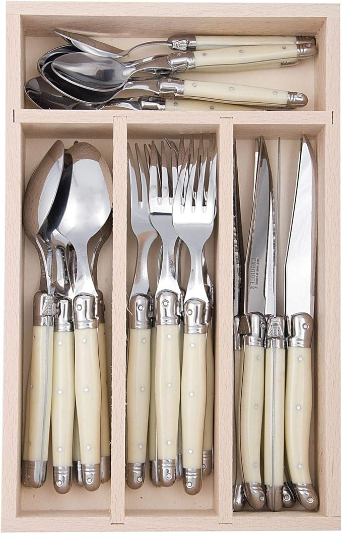Jean Dubost 24 Piece Set Everyday Flatware Set With Handles, Laguiole, In a Tray With A Microfibe... | Amazon (US)