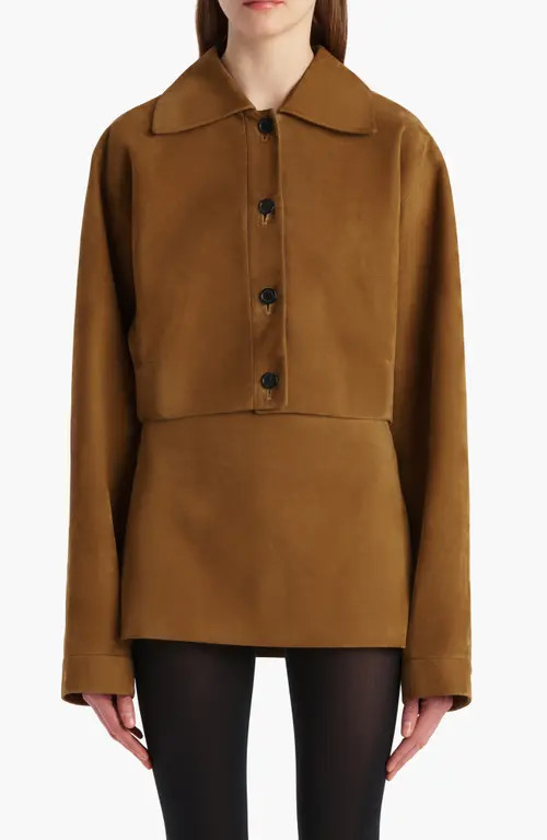 Khaite Sue Lambskin Suede Crop Jacket in Toffee at Nordstrom, Size 4 | Nordstrom