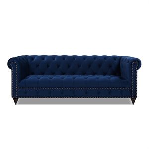 Alto 88" Tufted Chesterfield Sofa Navy Blue Velvet by Jennifer Taylor Home | Cymax