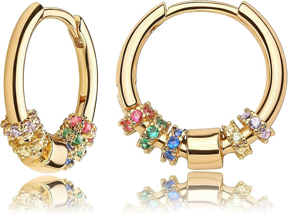 MEVECCO Gold Hoop Earrings for Women 18K Gold Plated Huggie Earrings Handmade Simple Minimalism H... | Amazon (US)