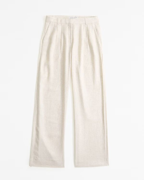 A&F Sloane Low Rise Tailored Linen-Blend Pant | Abercrombie & Fitch (US)