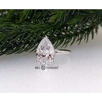 Solid Silver Pear Cz Engagement Ring, Classic Solitaire Design, Simple & Timeless | Etsy (US)