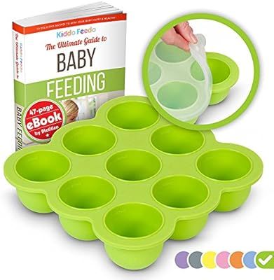 KIDDO FEEDO Baby Food Storage Container and Freezer Tray with Silicone Clip-On Lid - 9x2.5oz Easy... | Amazon (US)