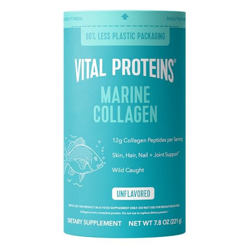 Vital Proteins Marine Collagen Peptides Powder Supplement for Skin Hair Nail Joint - Hydrolyzed Collagen - 12g per Serving - 7.8 oz Canister | Amazon (US)