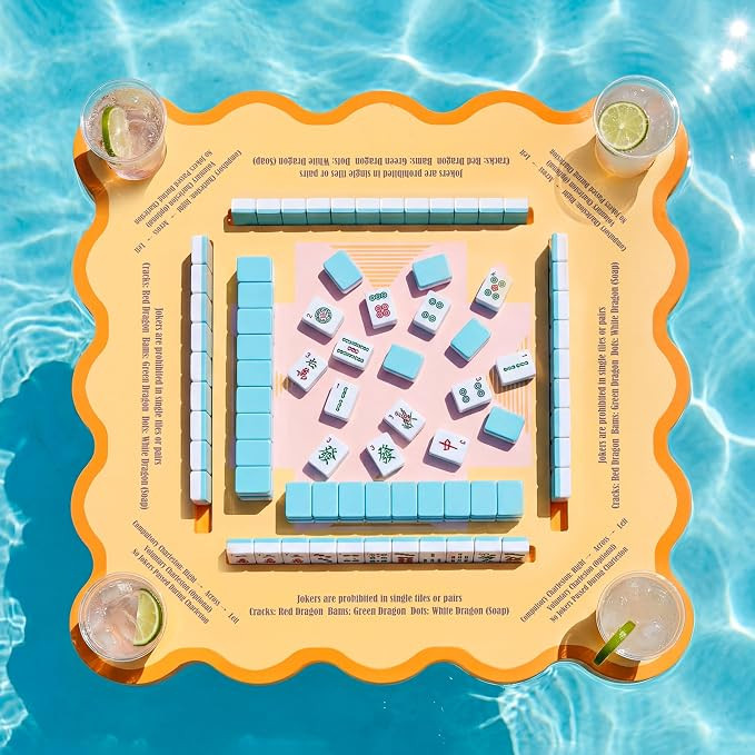 Floating Mahjong Table for Pool, Double Sided Floating Game Table with Cup Holders, for Mahjong P... | Amazon (US)