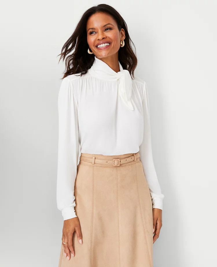 Tie Mock Neck Top | Ann Taylor (US)