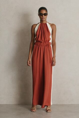 Reiss Colour-Block Rope-Cord Jumpsuit in Orange | REISS | Reiss US