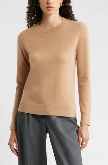 Nordstrom Crewneck Cashmere Sweater in Pink Puff at Nordstrom, Size Large | Nordstrom