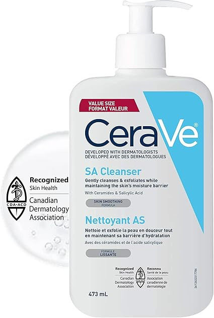 CeraVe SALICYLIC ACID Cleanser, Renewing SA Smoothing BHA Exfoliant for Face. Suitable for Kerato... | Amazon (CA)