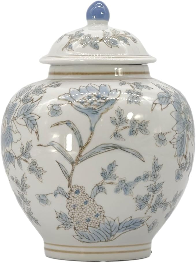 Galt International White & Light Blue Floral Chinoiserie Ginger Jar 10" with Lid - Ginger Jar, Te... | Amazon (US)