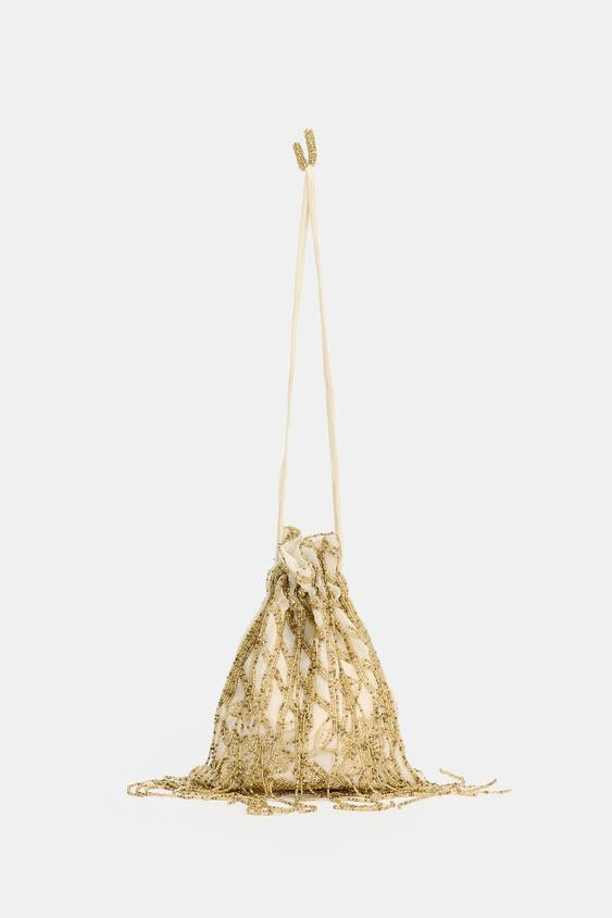 SEQUIN RUCHED BUCKET BAG | Zara US