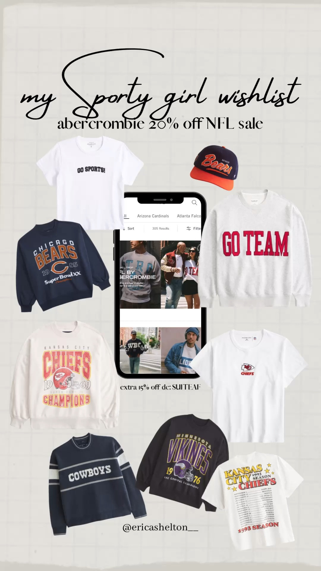 my wishlist for the abercrombie NFL sale + stackable code 🏈 I always size up a few in sweatshirts for an oversized fit, xx

#LTKSaleAlert #LTKVideo #LTKFallSale