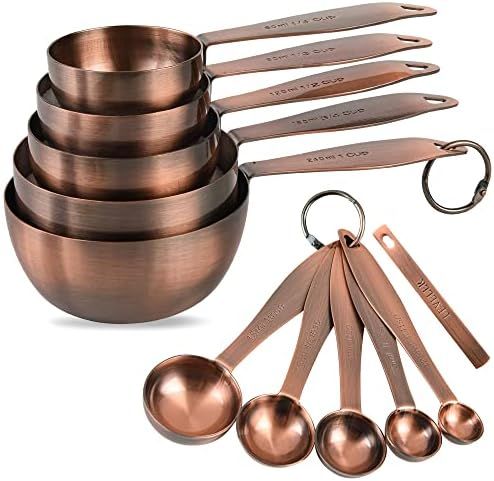 Copper Plated Measuring Cups and Spoons Set,With 5 Copper Measuring Cups and 5 Copper Measuring S... | Amazon (US)